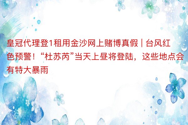 皇冠代理登1租用金沙网上赌博真假 | 台风红色预警！“杜苏芮”当天上昼将登陆，这些地点会有特大暴雨