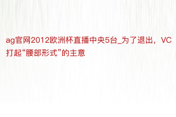 ag官网2012欧洲杯直播中央5台_为了退出，VC打起“腰部形式”的主意