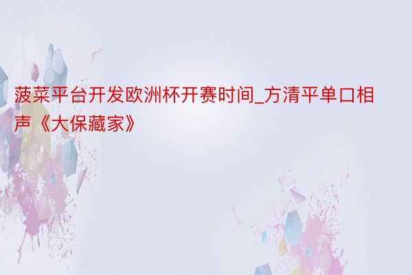 菠菜平台开发欧洲杯开赛时间_方清平单口相声《大保藏家》